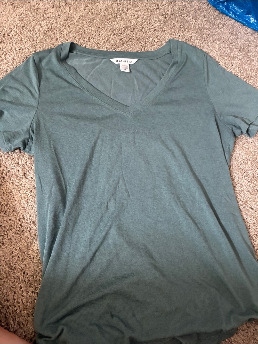 Athleta Short-Sleeve V-Neck Tee in Dusty Teal
